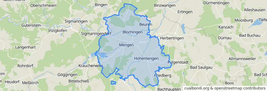 Mapa de ubicacion de Gemeindeverwaltungsverband Mengen.