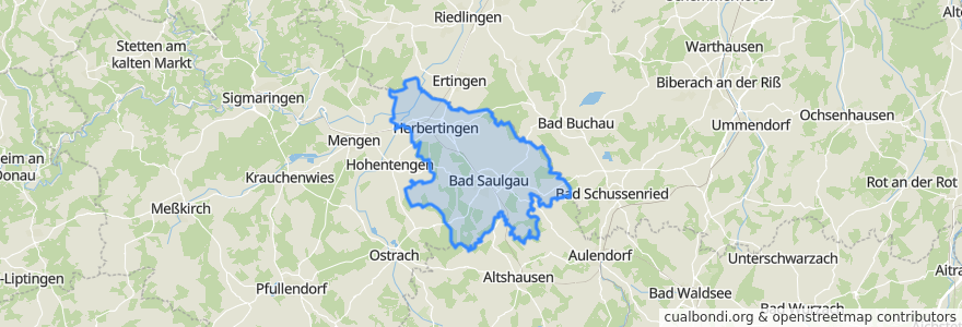 Mapa de ubicacion de Verwaltungsgemeinschaft Bad Saulgau.