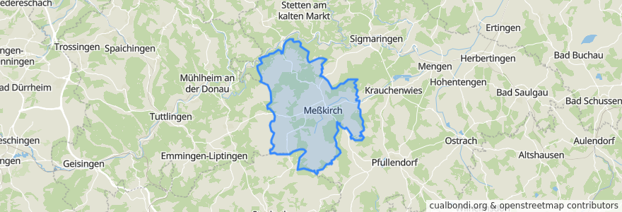 Mapa de ubicacion de Verwaltungsgemeinschaft Meßkirch.