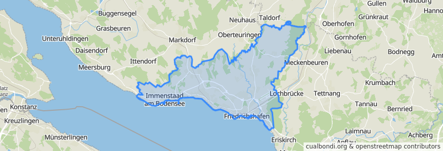 Mapa de ubicacion de Verwaltungsgemeinschaft Friedrichshafen.