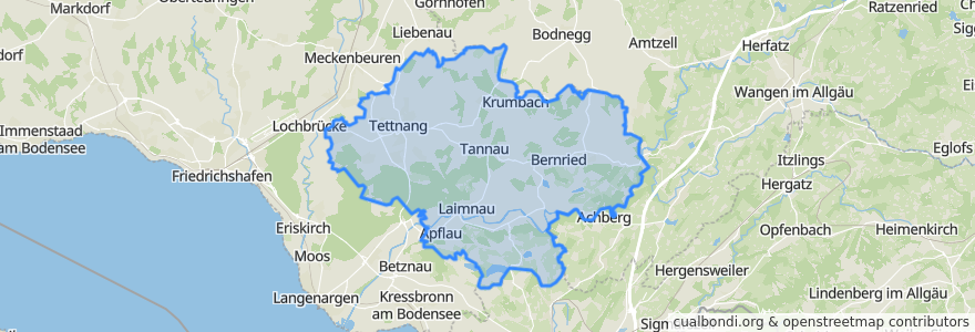 Mapa de ubicacion de Verwaltungsgemeinschaft Tettnang.