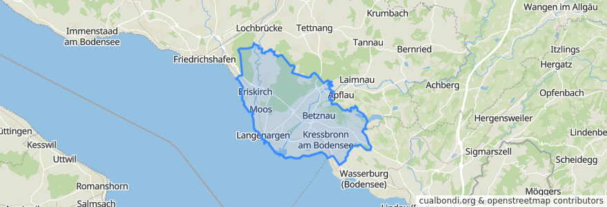 Mapa de ubicacion de Verwaltungsverband Eriskirch-Kressbronn am Bodensee-Langenargen.