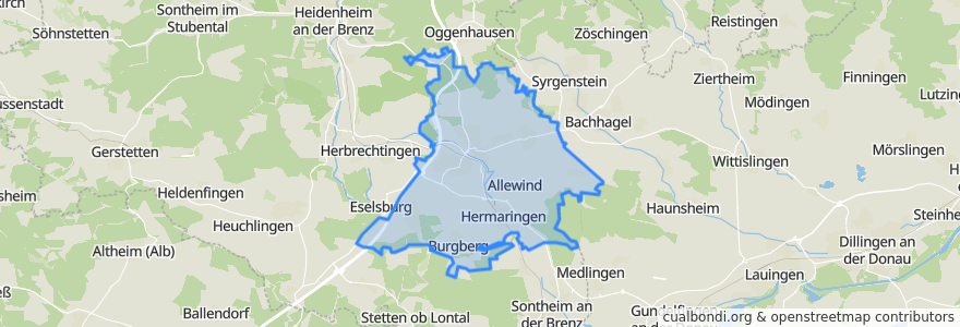 Mapa de ubicacion de Verwaltungsgemeinschaft Giengen an der Brenz.