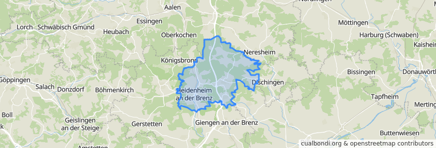 Mapa de ubicacion de Verwaltungsgemeinschaft Heidenheim an der Brenz.