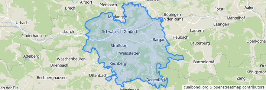 Mapa de ubicacion de Verwaltungsgemeinschaft Schwäbisch Gmünd.