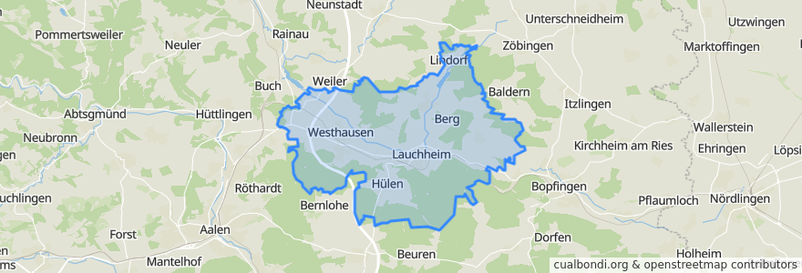 Mapa de ubicacion de Verwaltungsverband Kapfenburg.