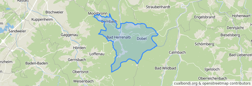 Mapa de ubicacion de Verwaltungsgemeinschaft Bad Herrenalb.