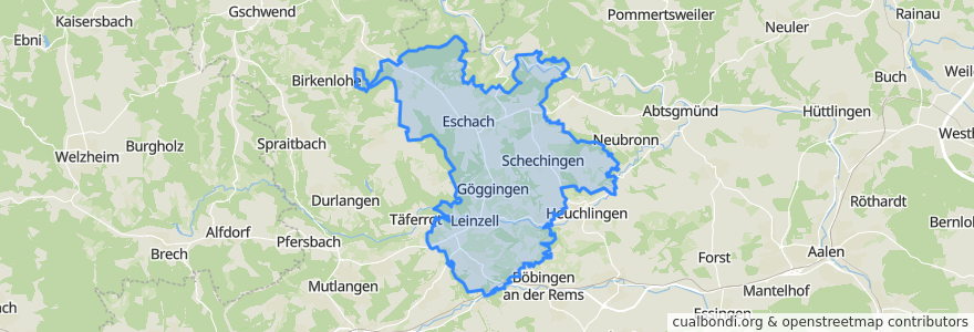 Mapa de ubicacion de Verwaltungsverband Leintal-Frickenhofer Höhe.