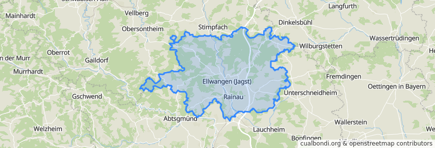 Mapa de ubicacion de Verwaltungsgemeinschaft Ellwangen (Jagst).