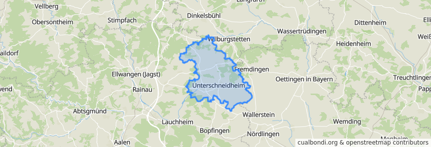 Mapa de ubicacion de Verwaltungsverband Tannhausen.