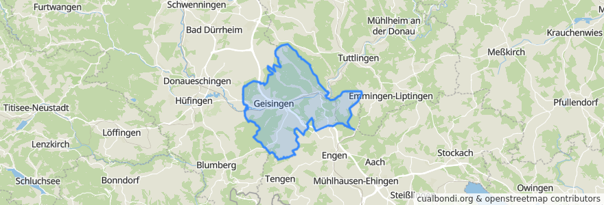 Mapa de ubicacion de Verwaltungsverband Immendingen-Geisingen.