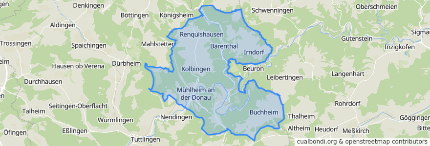 Mapa de ubicacion de Verwaltungsverband Donau-Heuberg.