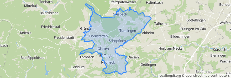 Mapa de ubicacion de Verwaltungsverband Dornstetten.