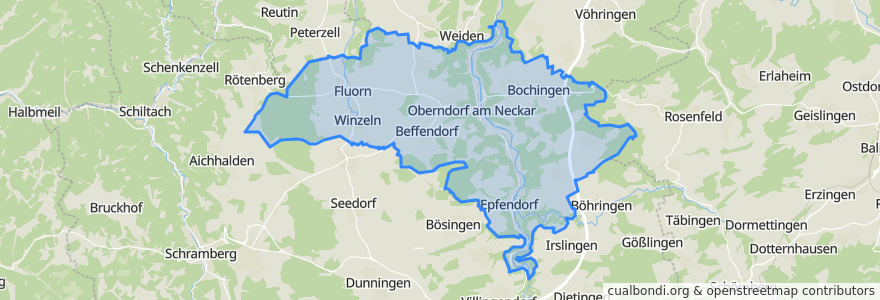 Mapa de ubicacion de Verwaltungsgemeinschaft Oberndorf am Neckar.