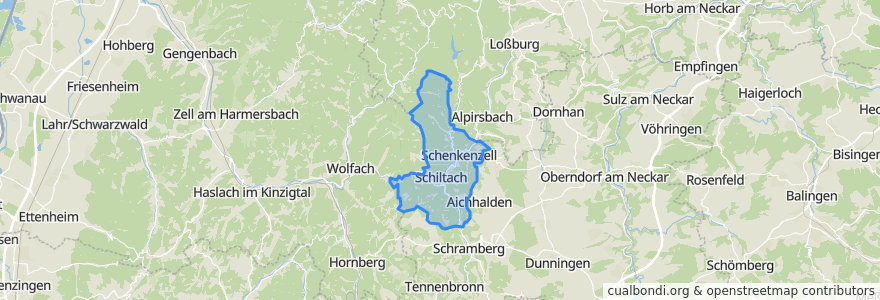 Mapa de ubicacion de Verwaltungsgemeinschaft Schiltach.