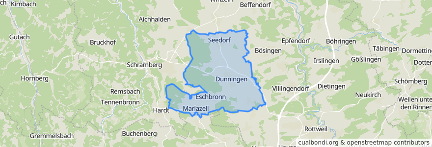 Mapa de ubicacion de Verwaltungsgemeinschaft Dunningen.