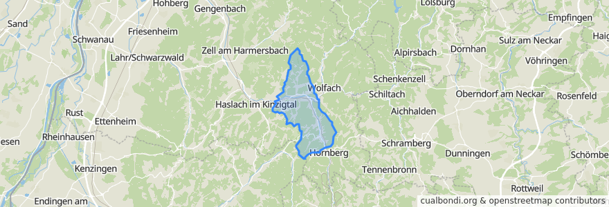 Mapa de ubicacion de Verwaltungsgemeinschaft Hausach.