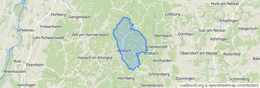 Mapa de ubicacion de Verwaltungsgemeinschaft Wolfach.