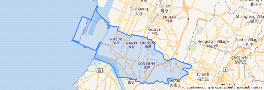 Mapa de ubicacion de 龍井区.