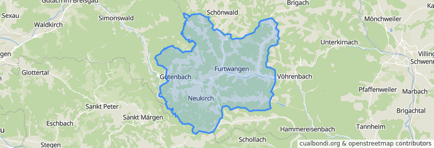 Mapa de ubicacion de Verwaltungsgemeinschaft Furtwangen im Schwarzwald.