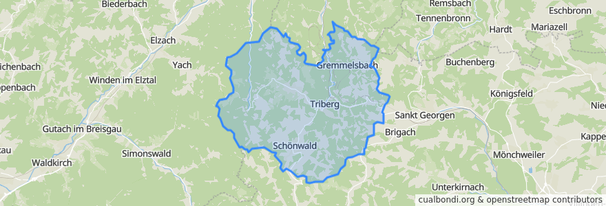 Mapa de ubicacion de Verwaltungsverband Raumschaft Triberg.