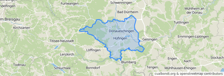 Mapa de ubicacion de Verwaltungsverband Donaueschingen.