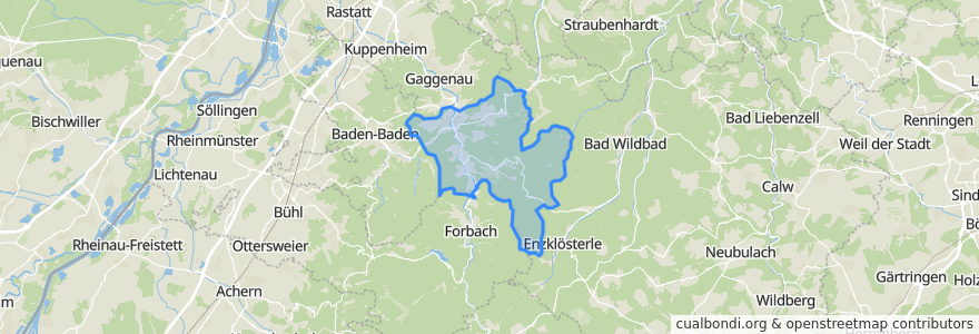 Mapa de ubicacion de Vereinbarte Verwaltungsgemeinschaft Gernsbach.