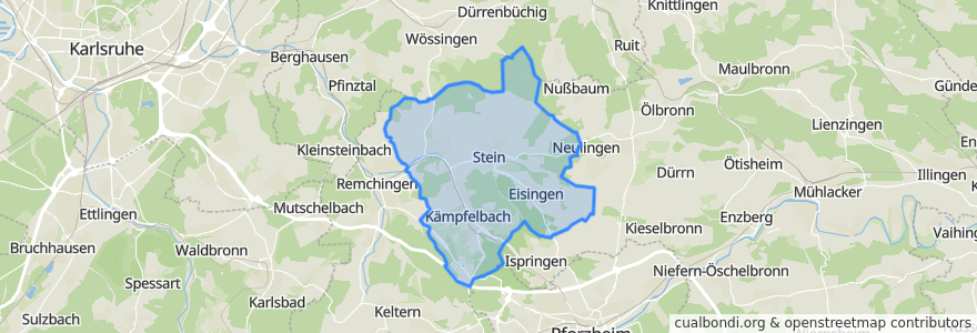 Mapa de ubicacion de Verwaltungsverband Kämpfelbachtal.