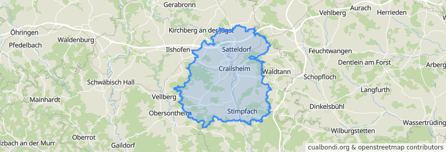 Mapa de ubicacion de Verwaltungsverband Crailsheim.