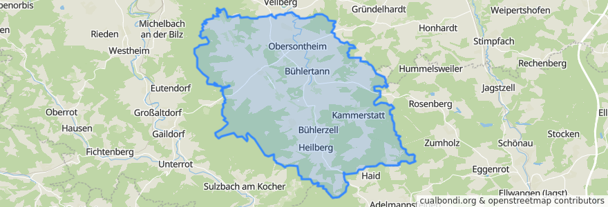 Mapa de ubicacion de Verwaltungsverband Oberes Bühlertal.