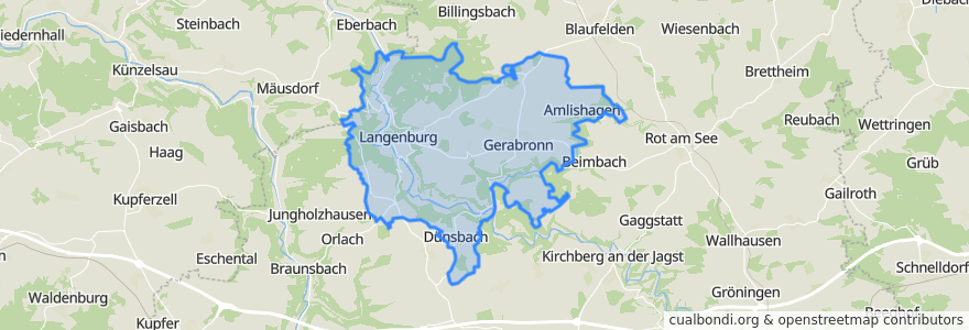 Mapa de ubicacion de Verwaltungsgemeinschaft Gerabronn.