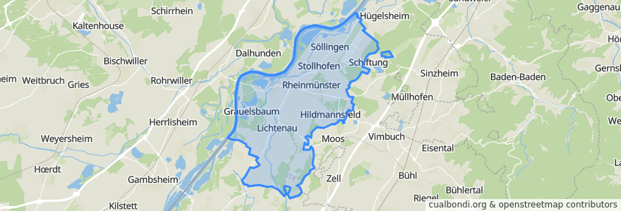 Mapa de ubicacion de Verwaltungsverband Rheinmünster-Lichtenau.