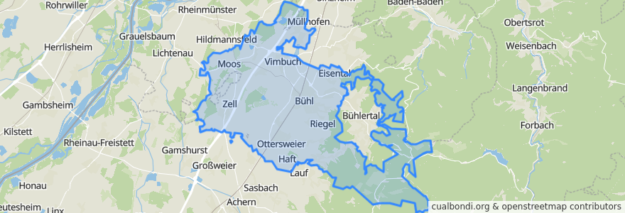 Mapa de ubicacion de Vereinbarte Verwaltungsgemeinschaft Bühl.