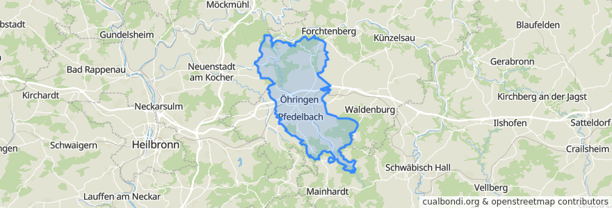 Mapa de ubicacion de Verwaltungsgemeinschaft Öhringen.