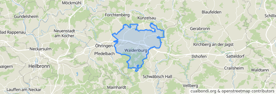 Mapa de ubicacion de Verwaltungsverband Hohenloher Ebene.