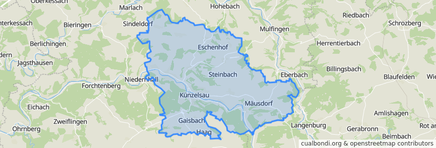 Mapa de ubicacion de Verwaltungsgemeinschaft Künzelsau.