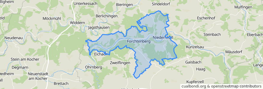 Mapa de ubicacion de Verwaltungsverband Mittleres Kochertal.