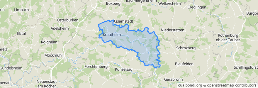 Mapa de ubicacion de Verwaltungsverband Krautheim.