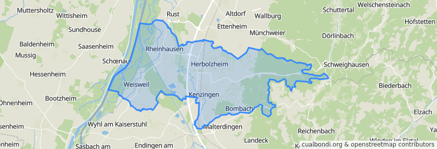 Mapa de ubicacion de Verwaltungsverband Kenzingen-Herbolzheim.