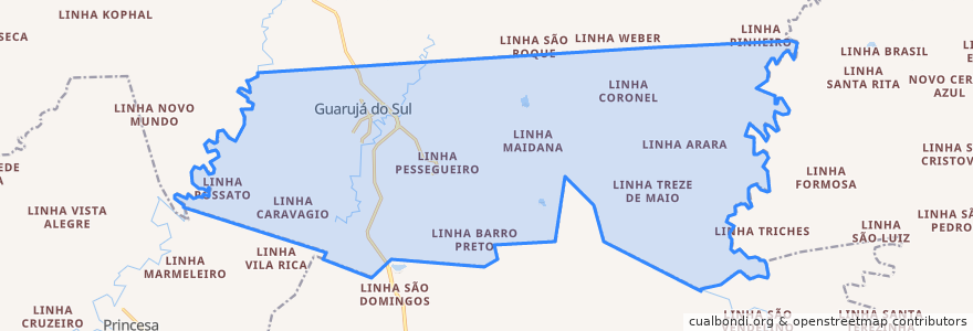 Mapa de ubicacion de Guarujá do Sul.