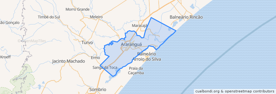 Mapa de ubicacion de Araranguá.