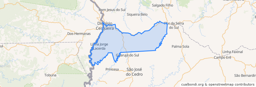 Mapa de ubicacion de Dionísio Cerqueira.