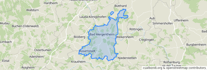 Mapa de ubicacion de Verwaltungsgemeinschaft Bad Mergentheim.