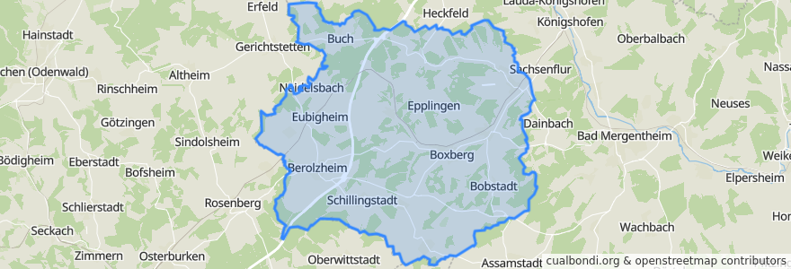 Mapa de ubicacion de Verwaltungsgemeinschaft Boxberg.