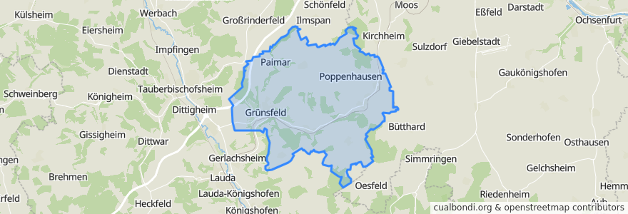 Mapa de ubicacion de Verwaltungsgemeinschaft Grünsfeld.