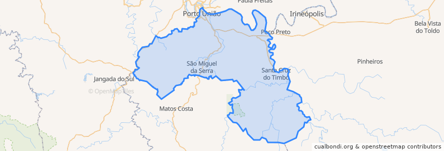 Mapa de ubicacion de Porto União.