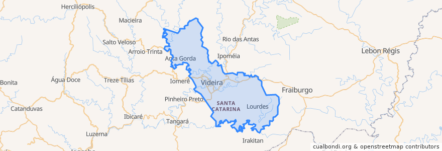 Mapa de ubicacion de Videira.