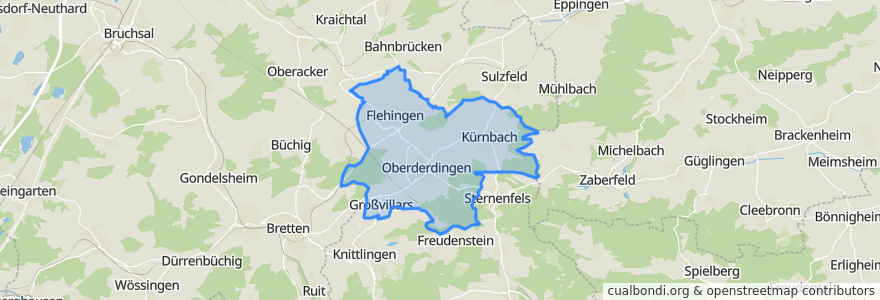 Mapa de ubicacion de Verwaltungsgemeinschaft Oberderdingen.