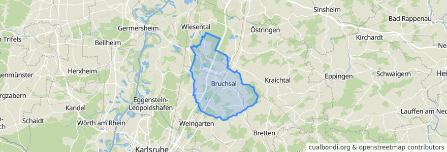 Mapa de ubicacion de Verwaltungsgemeinschaft Bruchsal.