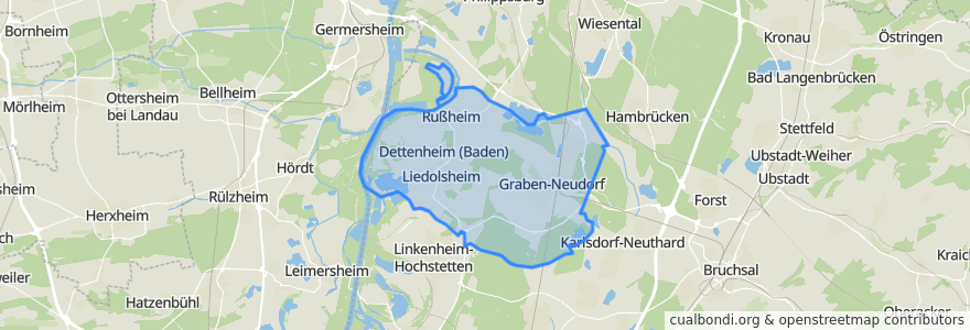 Mapa de ubicacion de Verwaltungsgemeinschaft Graben-Neudorf.